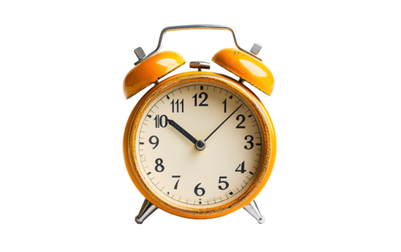 Funny retro alarm clock  on transparent background, png	