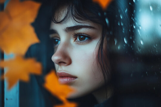 Dark moody gloomy grey autumn photos, bad rainy days weather, Generative AI, melancholy
