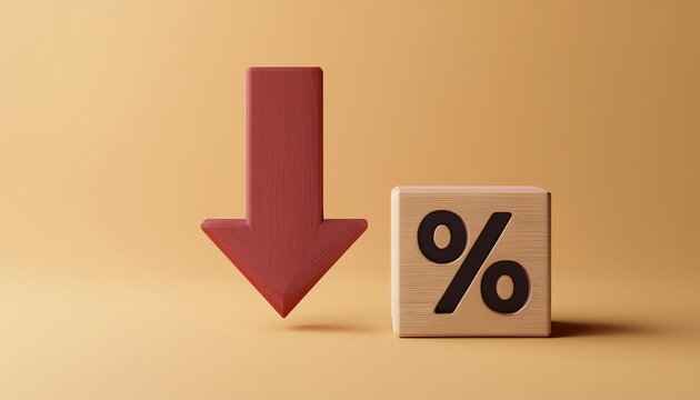 An image depicting a downward arrow next to a percentage symbol on a warm background, symbolizing decline or decrease.