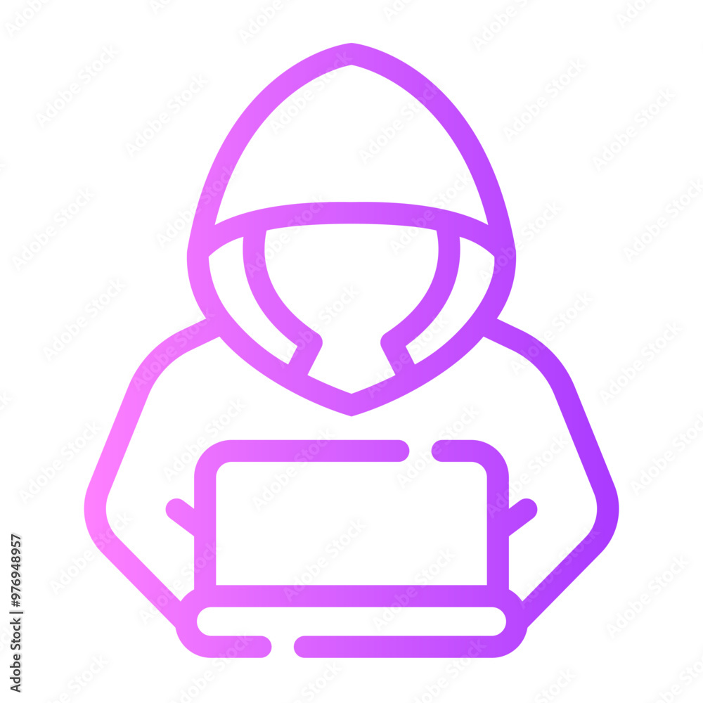 Poster hacker line gradient icon