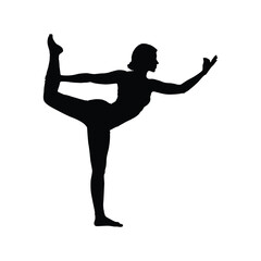 Silhouette of woman in yoga style vector