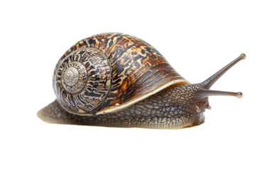 Garden snail  on transparent background, png	