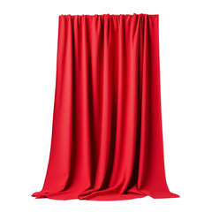 Red fabric curtain draped elegantly, ideal for backdrop or stage