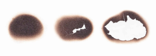 Burnt paper holes realistic vector illustration