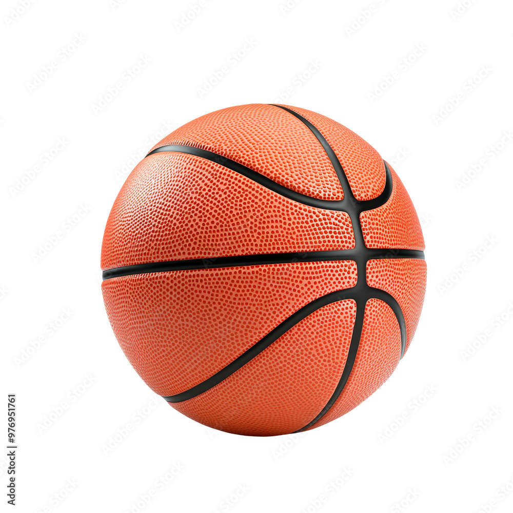 Wall mural close up of a basketball with textured surface on black background