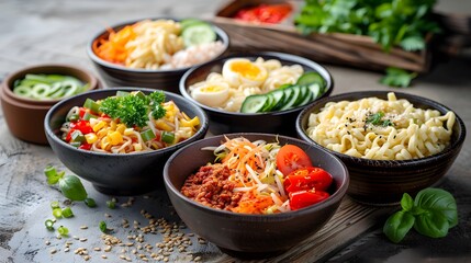 Different Noodle Types: A Styled Bowl of Spicy, Healthy Asian Cuisine