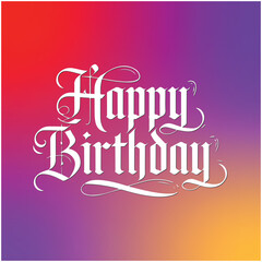 Calligraphy happy birthday ornate lettering template vector illustration