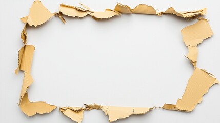 Torn Cardboard Frame on White Background