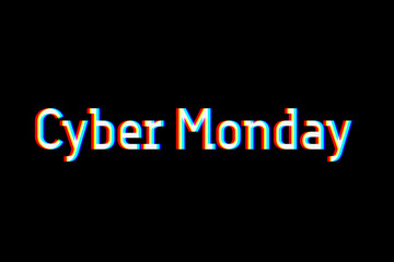 Colorful inscription Cyber Monday on black background. Illustration