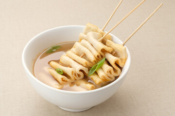 Odeng or Fish Cake Soup, Korean street food. 
