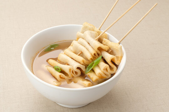 Odeng or Fish Cake Soup, Korean street food. 
