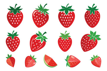 Strawberry Fruit Silhouette Design. Foot Vector Illustration.