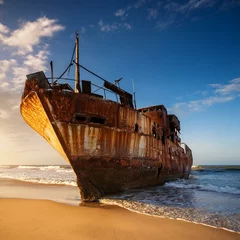abandoned ship, rusted and shored, AI generated