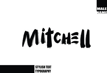 Bold Grunge And Rough Brush Text Typography Of Baby Boy Name Mitchell