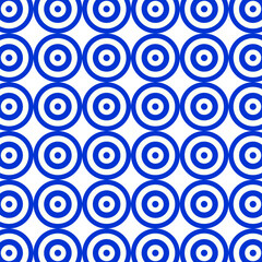 Blue and white circles and dots seamless pattern