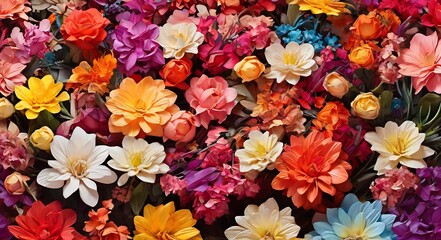 Colorful flowers as a panoramic  background