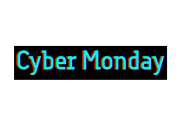 Colorful inscription Cyber Monday on black background. Illustration