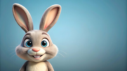 Obraz premium Funny rabbit cartoon character with big eyes and floppy ears, rabbit, cartoon, character, cute, funny, animal, hare, fluffy, big eyes