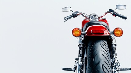Fototapeta premium Illustrate a classic motorcycle from behind, showcasing intricate details of the tail lights and exhaust pipes in a digital photorealistic art form