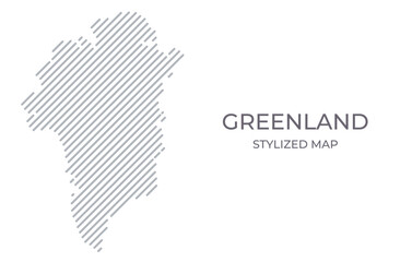 Stylized linear map of Greenland in minimalistic style. Vector illustration of the map of the country.