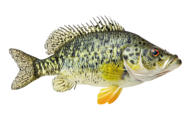 Fishing crappie fish on transparent background, png	