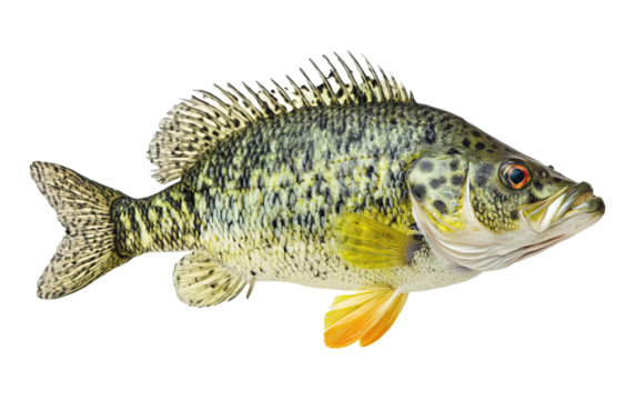 Fishing crappie fish on transparent background, png	