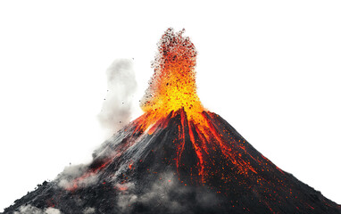 Erupting volcano on transparent background, png 