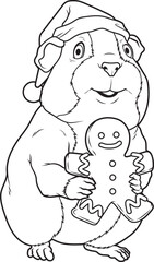 Guinea pig Christmas Gingerbread man Animal Vector Graphic Art Illustration