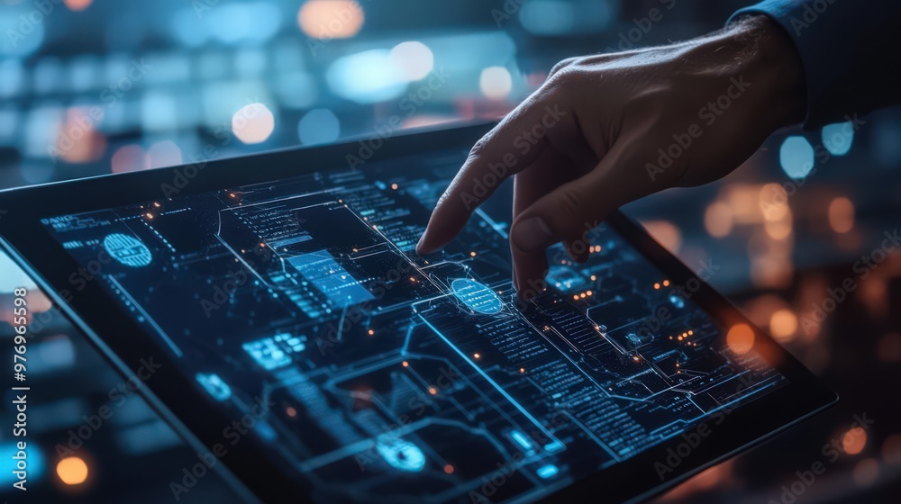 Poster blockchain technology, coupled with data encryption and ai, allows a businessman to manage data scie