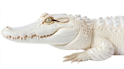 Obraz premium Albino Alligator Close up with White Skin and Gold Eyes