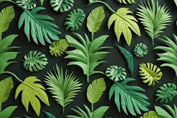 Fototapeta premium Tropical Leaf Designs in Detailed 3D Layouts
