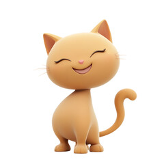 Obraz premium Happy Feline with Swishing Tail in Pastel 3D Render Style