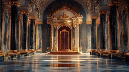 Fototapeta premium Grand Hallway with Golden Accents