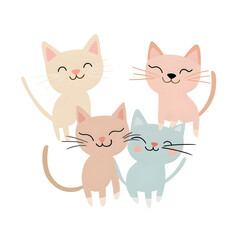Obraz premium Playful and Cheerful Pastel Cats with Swishing Tails in a Minimalist Studio Setting