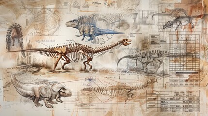 Blueprint of a paleontological field study, showing the steps involved in surveying, mapping, and collecting fossil specimens from a site