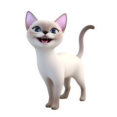 Obraz premium Playful and Cheerful Siamese Cat Character in Pastel Rendered 3D