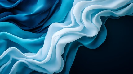 Obraz premium Blue and white abstract wave patterns, swirling lines, maritime theme, flowing and dynamic composition, 3D rendering, soft gradients, modern and elegant.
