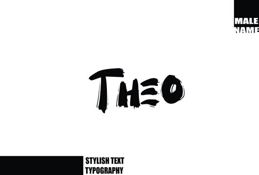 Baby Boy Name In Bold Grunge And Rough Typography Brush Text Theo
