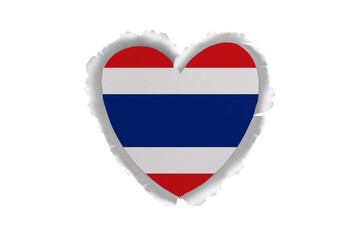 Obraz premium World countries. Heart- frame ripped paper on white background. Thailand