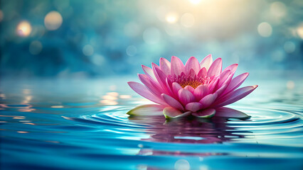 Beautiful pink flower floating in clear water, pink, flower, floating, clear, water, nature, beauty, serenity, tranquil