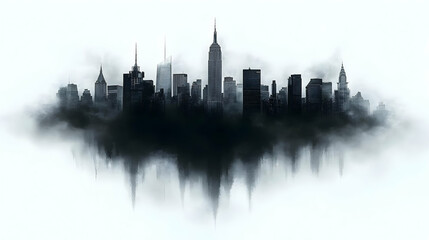 Naklejka premium A silhouette of a cityscape with a cloudy background.