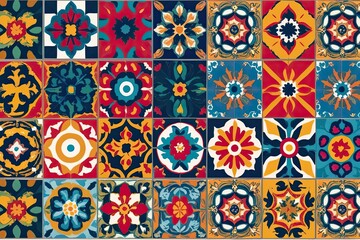 Vibrant Decorative Tiles Featuring Striking Patterns and Colorful Designs