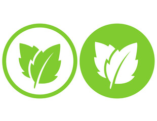 Leaves green icons natural signs on two button background