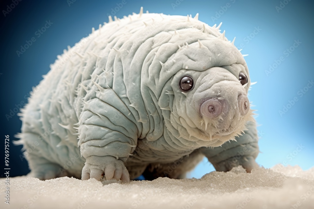 Aufkleber close-up of a tardigrade under a microscope, representing microscopic animals in macro photography