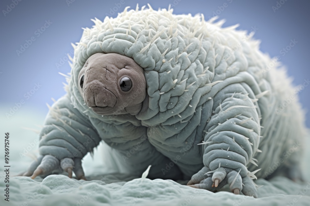 Poster close-up of a tardigrade under a microscope, representing microscopic animals in macro photography