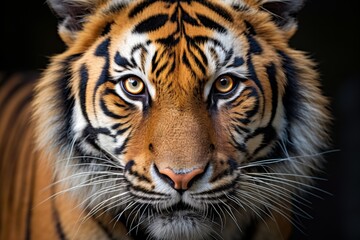 Fototapeta premium Close-up of a tiger face with intense eyes, showcasing wild animals in their natural environment
