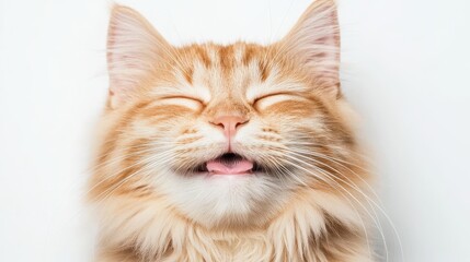 Obraz premium Close up of Ginger Cat s Face with Tongue Out