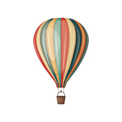 Fototapeta premium A hot air balloon. A multicolored balloon. A large hot air balloon with a basket for flying. Vector illustration isolated on a white background