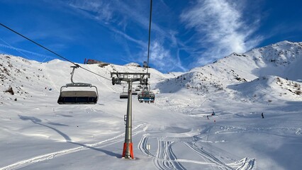 ski lift in the mountains