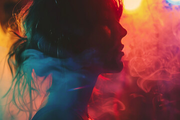 Promotion of electronic cigarette vape unhealthy habit lifestyle, vibrant colorful Generative AI photo